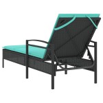 vidaXL Șezlong cu pernă, negru, 63x200x81 cm, poliratan (doar SUA)