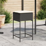 vidaXL Scaune de bar pentru grădină cu perne, 2 buc., negru, poliratan vidaXL Scaune de bar pentru grădină cu perne, 2 buc., negru, poliratan