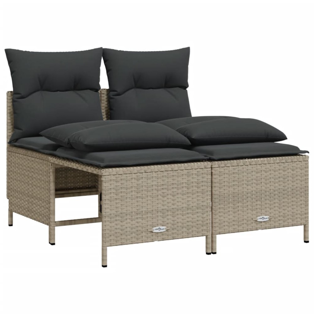 vidaXL Set canapea de grădină cu perne, 4 piese, gri deschis poliratan