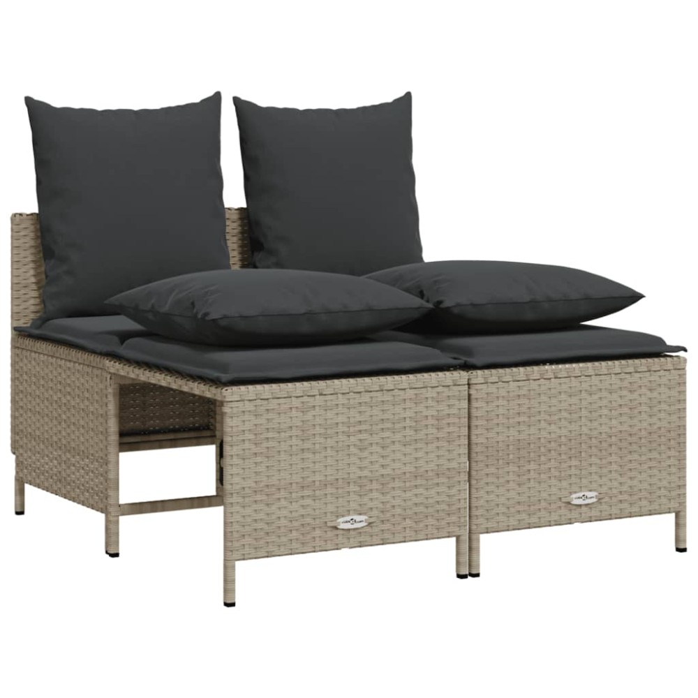 vidaXL Set canapea de grădină cu perne, 4 piese, gri deschis poliratan