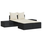 vidaXL Șezlong dublu cu perne, negru, poliratan vidaXL Șezlong dublu cu perne, negru, poliratan