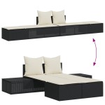vidaXL Șezlong dublu cu perne, negru, poliratan vidaXL Șezlong dublu cu perne, negru, poliratan