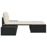 vidaXL Șezlong dublu cu perne, negru, poliratan vidaXL Șezlong dublu cu perne, negru, poliratan