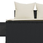 vidaXL Șezlong dublu cu perne, negru, poliratan vidaXL Șezlong dublu cu perne, negru, poliratan