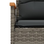 vidaXL Bancă de grădină cu perne, 116x62,5x74, gri, poliratan