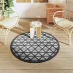 vidaXL Covor de exterior, ARAKIL negru, Ø120 cm, PP vidaXL Covor de exterior, ARAKIL negru, Ø120 cm, PP