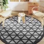 vidaXL Covor de exterior, ARAKIL negru, Ø200 cm, PP vidaXL Covor de exterior, ARAKIL negru, Ø200 cm, PP