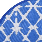 vidaXL Covor de exterior, ARAKIL albastru și alb, Ø120 cm, PP vidaXL Covor de exterior, ARAKIL albastru și alb, Ø120 cm, PP