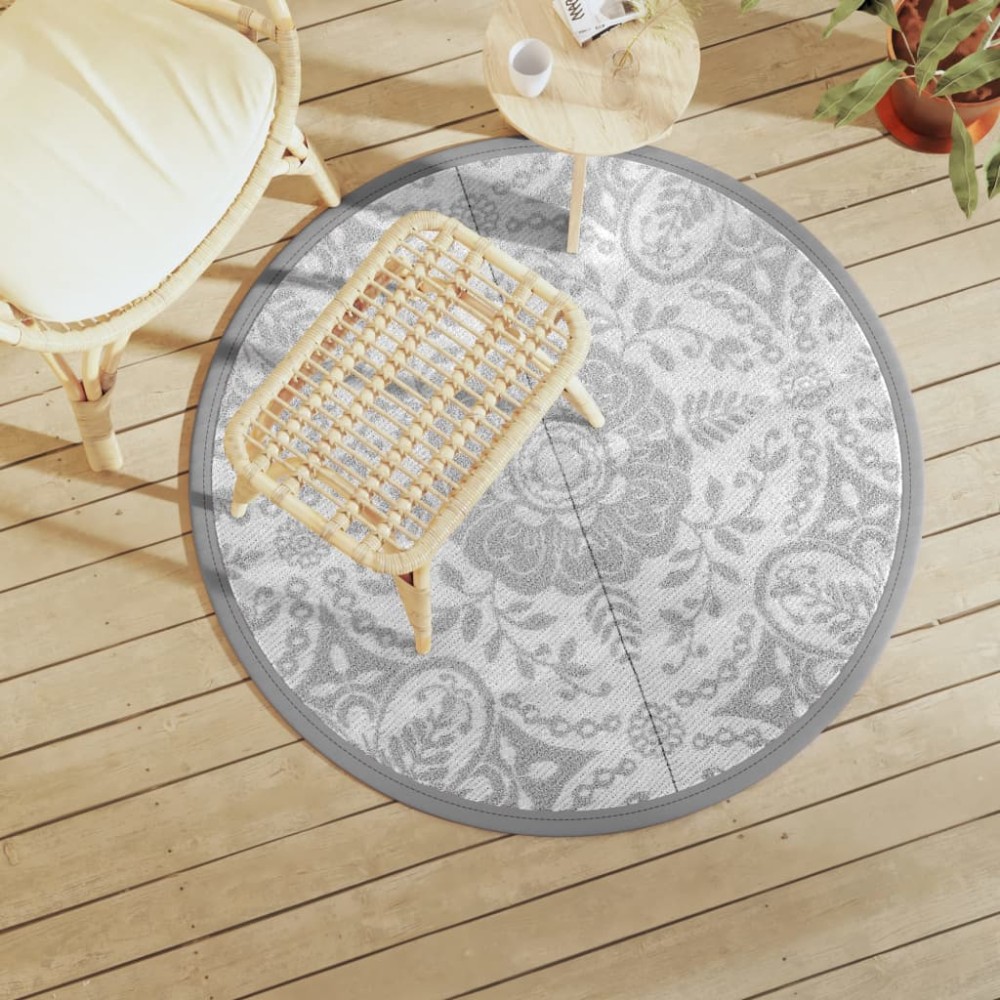 vidaXL Covor de exterior, ARAKIL gri deschis, Ø120 cm, PP