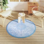 vidaXL Covor de exterior, ARAKIL bleu, Ø120 cm, PP vidaXL Covor de exterior, ARAKIL bleu, Ø120 cm, PP
