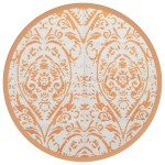 vidaXL Covor de exterior, ARAKIL portocaliu și alb, Ø200 cm, PP vidaXL Covor de exterior, ARAKIL portocaliu și alb, Ø200 cm, PP
