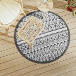 vidaXL Covor de exterior, ARAKIL negru, Ø120 cm, PP vidaXL Covor de exterior, ARAKIL negru, Ø120 cm, PP