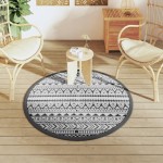 vidaXL Covor de exterior, ARAKIL negru, Ø120 cm, PP vidaXL Covor de exterior, ARAKIL negru, Ø120 cm, PP