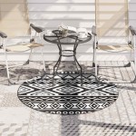 vidaXL Covor de exterior, ARAKIL negru, Ø120 cm, PP