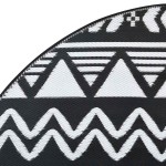 vidaXL Covor de exterior, ARAKIL negru, Ø200 cm, PP vidaXL Covor de exterior, ARAKIL negru, Ø200 cm, PP