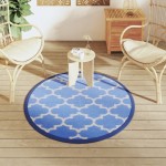 vidaXL Covor de exterior, ARAKIL albastru, Ø120 cm, PP vidaXL Covor de exterior, ARAKIL albastru, Ø120 cm, PP