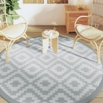 vidaXL Covor de exterior, ARAKIL gri, Ø200 cm, PP vidaXL Covor de exterior, ARAKIL gri, Ø200 cm, PP