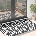 vidaXL Covor de exterior, ARAKIL alb și negru, 120x180 cm, PP vidaXL Covor de exterior, ARAKIL alb și negru, 120x180 cm, PP