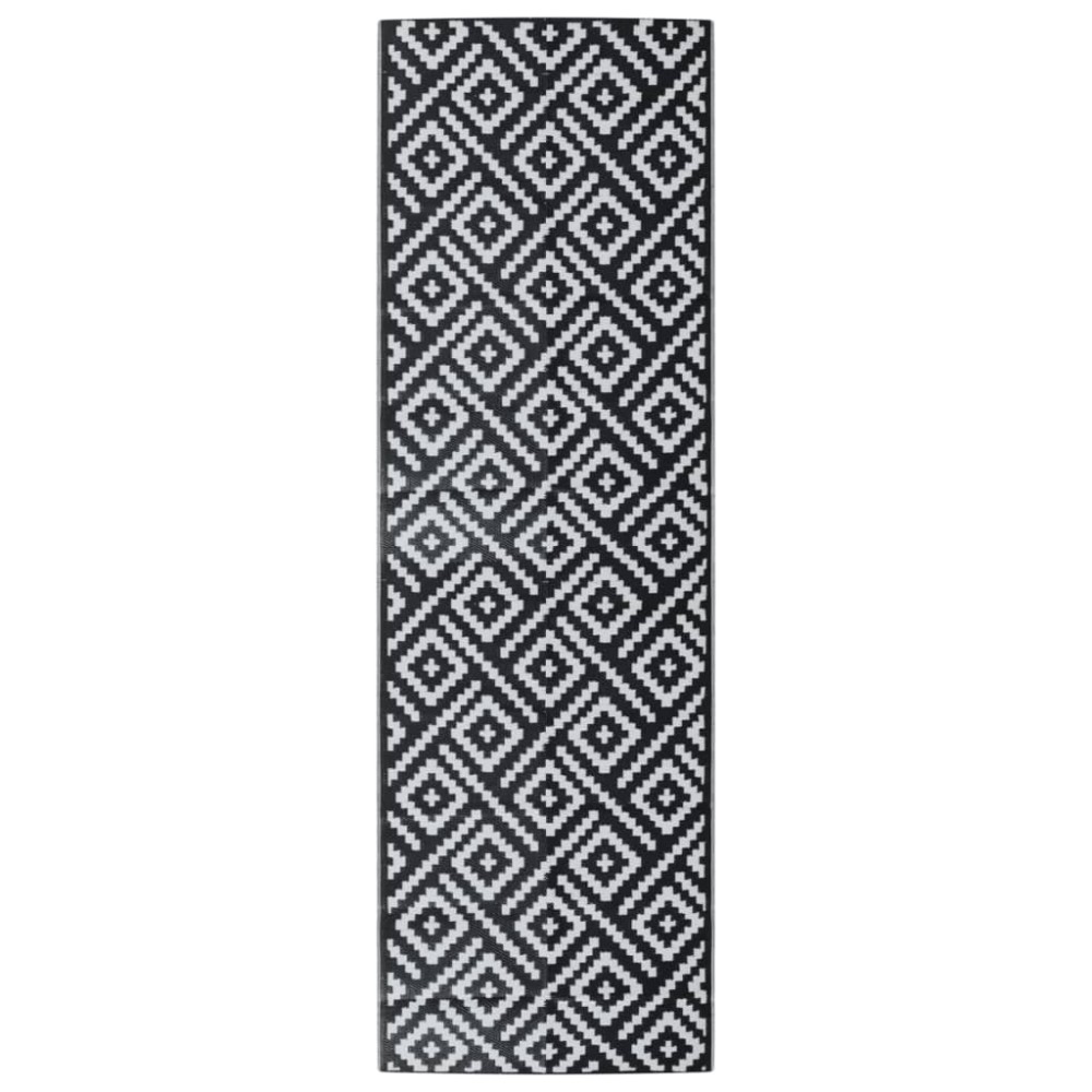 vidaXL Covor de exterior, ARAKIL alb și negru, 80x250 cm, PP