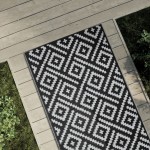 vidaXL Covor de exterior, ARAKIL alb și negru, 80x250 cm, PP vidaXL Covor de exterior, ARAKIL alb și negru, 80x250 cm, PP