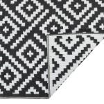 vidaXL Covor de exterior, ARAKIL alb și negru, 80x250 cm, PP vidaXL Covor de exterior, ARAKIL alb și negru, 80x250 cm, PP
