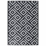 vidaXL Covor de exterior, ARAKIL alb și negru, 140x200 cm, PP vidaXL Covor de exterior, ARAKIL alb și negru, 140x200 cm, PP