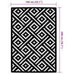 vidaXL Covor de exterior, ARAKIL alb și negru, 140x200 cm, PP vidaXL Covor de exterior, ARAKIL alb și negru, 140x200 cm, PP