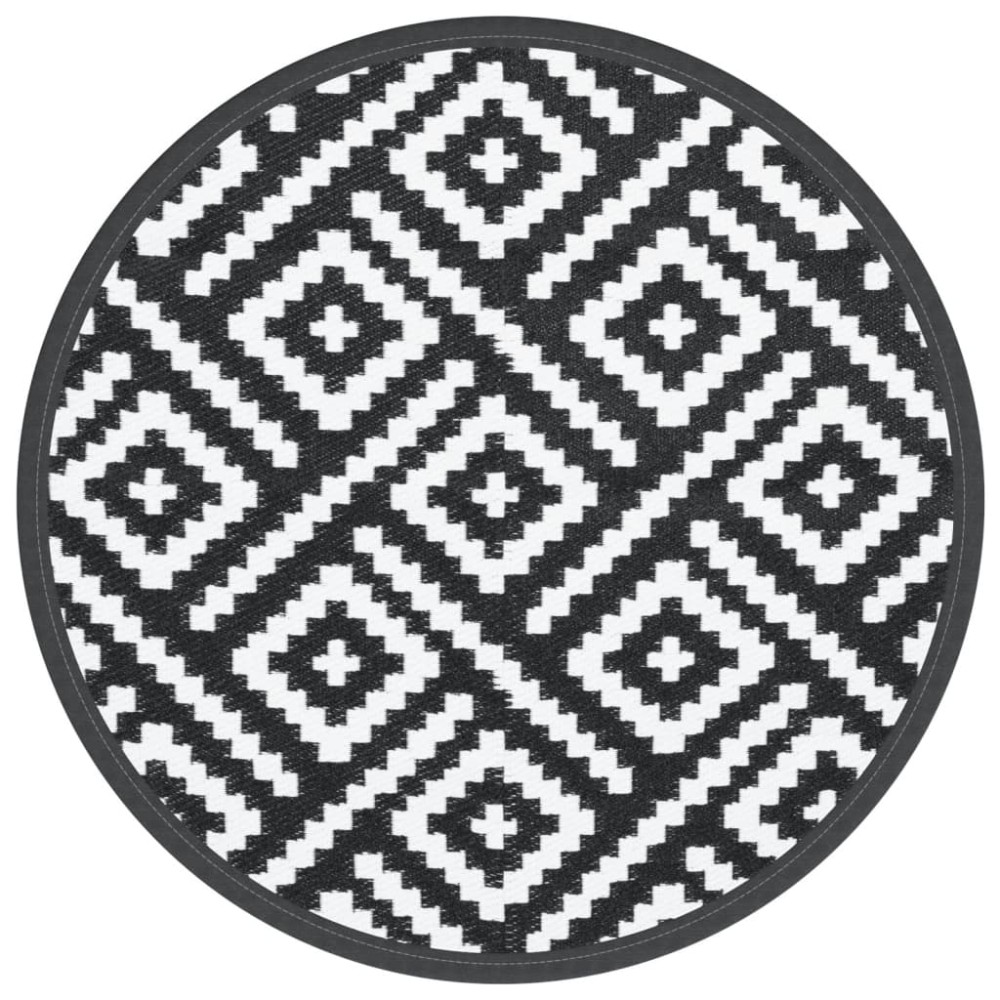 vidaXL Covor de exterior, ARAKIL alb și negru, Ø160 cm, PP