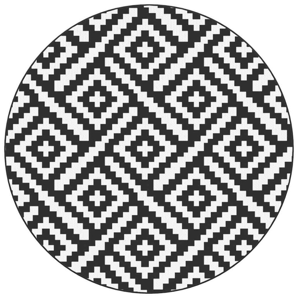 vidaXL Covor de exterior, ARAKIL alb și negru, Ø200 cm, PP