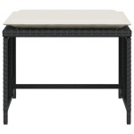 vidaXL Scaun de grădină cu taburet, negru, poliratan