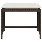 vidaXL Scaun de grădină cu taburet, maro, poliratan