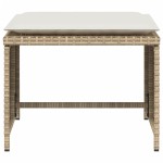 vidaXL Scaun de grădină cu taburet, bej, poliratan