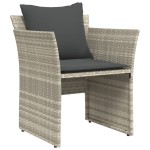 vidaXL Scaun de grădină cu taburet, gri deschis, poliratan