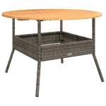 vidaXL Masă grădină, blat din lemn acacia, gri, Ø110x71 cm poliratan