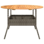 vidaXL Masă grădină, blat din lemn acacia, gri, Ø110x71 cm poliratan