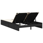vidaXL Șezlong dublu cu perne, negru, poliratan vidaXL Șezlong dublu cu perne, negru, poliratan