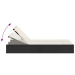 vidaXL Șezlong dublu cu perne, negru, poliratan vidaXL Șezlong dublu cu perne, negru, poliratan