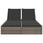 vidaXL Șezlong dublu cu perne, gri, poliratan vidaXL Șezlong dublu cu perne, gri, poliratan