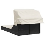 vidaXL Șezlong dublu cu baldachin și perne, negru, poliratan vidaXL Șezlong dublu cu baldachin și perne, negru, poliratan