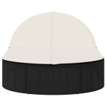 vidaXL Șezlong dublu cu perne, negru, poliratan vidaXL Șezlong dublu cu perne, negru, poliratan