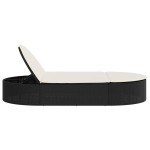 vidaXL Șezlong dublu cu perne, negru, poliratan vidaXL Șezlong dublu cu perne, negru, poliratan