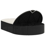 vidaXL Șezlong dublu cu perne, negru, poliratan vidaXL Șezlong dublu cu perne, negru, poliratan