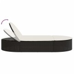vidaXL Șezlong dublu cu perne, negru, poliratan vidaXL Șezlong dublu cu perne, negru, poliratan