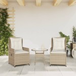 vidaXL Scaune de grădină rabatabile, 2 buc., bej, poliratan vidaXL Scaune de grădină rabatabile, 2 buc., bej, poliratan