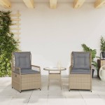 vidaXL Scaune de grădină rabatabile, 2 buc., bej, poliratan vidaXL Scaune de grădină rabatabile, 2 buc., bej, poliratan