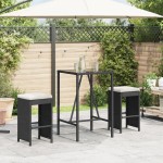vidaXL Scaune de bar pentru grădină cu perne, 2 buc., negru, poliratan vidaXL Scaune de bar pentru grădină cu perne, 2 buc., negru, poliratan