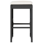 vidaXL Scaune de bar pentru grădină, cu perne, 4 buc. negru, poliratan vidaXL Scaune de bar pentru grădină, cu perne, 4 buc. negru, poliratan