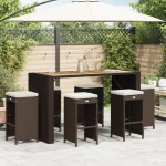 vidaXL Scaune de bar pentru grădină cu perne, 6 buc., maro, poliratan vidaXL Scaune de bar pentru grădină cu perne, 6 buc., maro, poliratan