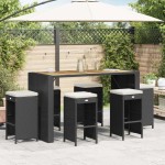 vidaXL Scaune de bar pentru grădină, cu perne, 6 buc. negru, poliratan vidaXL Scaune de bar pentru grădină, cu perne, 6 buc. negru, poliratan