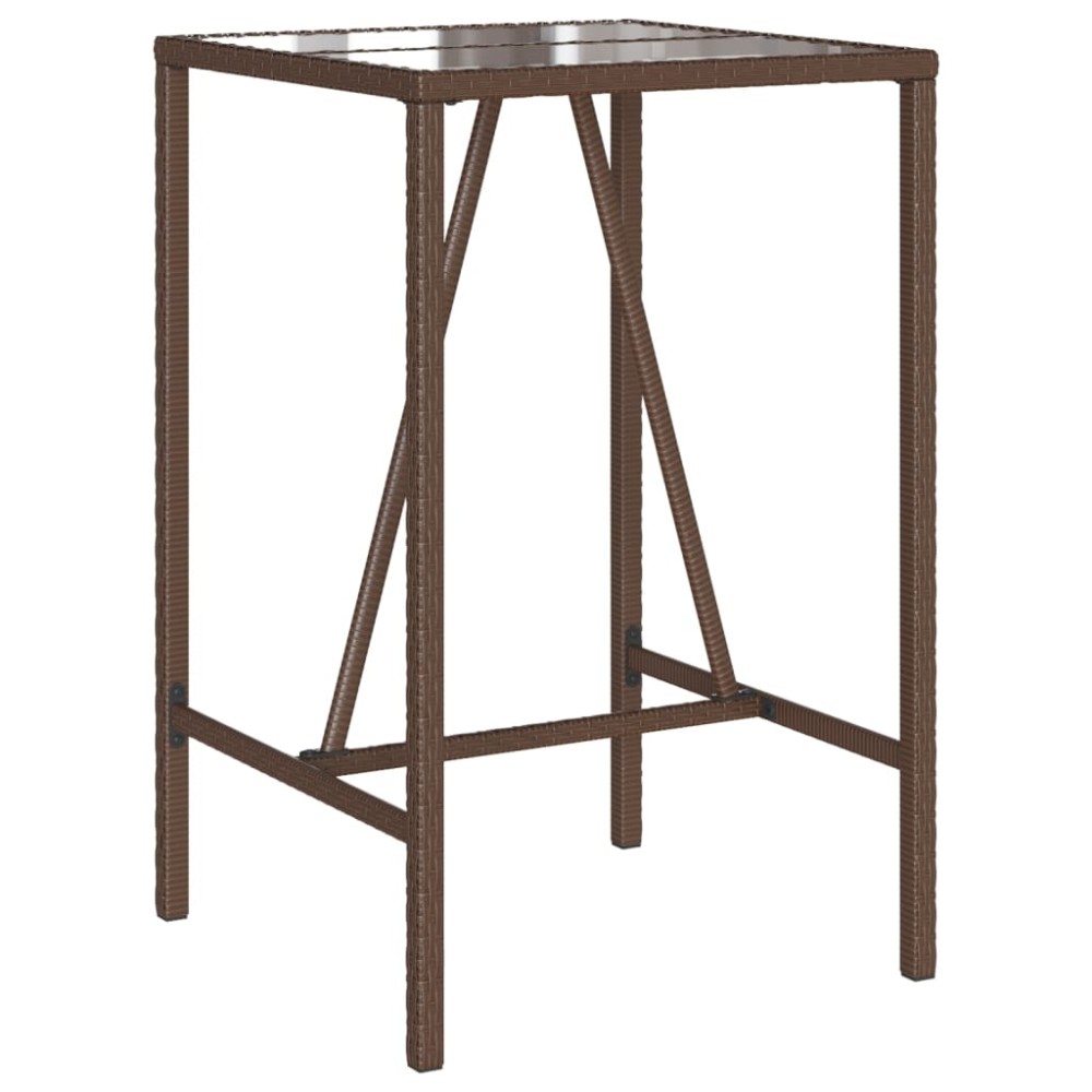 vidaXL Masă de bar de exterior, maro, 70x70x110 cm, poliratan